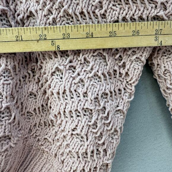 Pol Anthropologie Sweater Women's L Rose Pink Loose Weave Oversized Crop Preppy - Picture 10 of 11